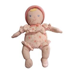 Sassy Grin & Grow 2015 10"t Plush‎ Baby Doll Rattle Lovey Blue Eyes Pink Floral